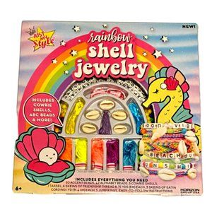 Rainbow Shell Jewelry Kit Just My Style Beads, Cowrie Shells Thread Skeins Kids